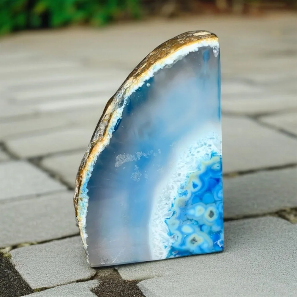 Blue Agate Geode Slice - Picture 1 of 3